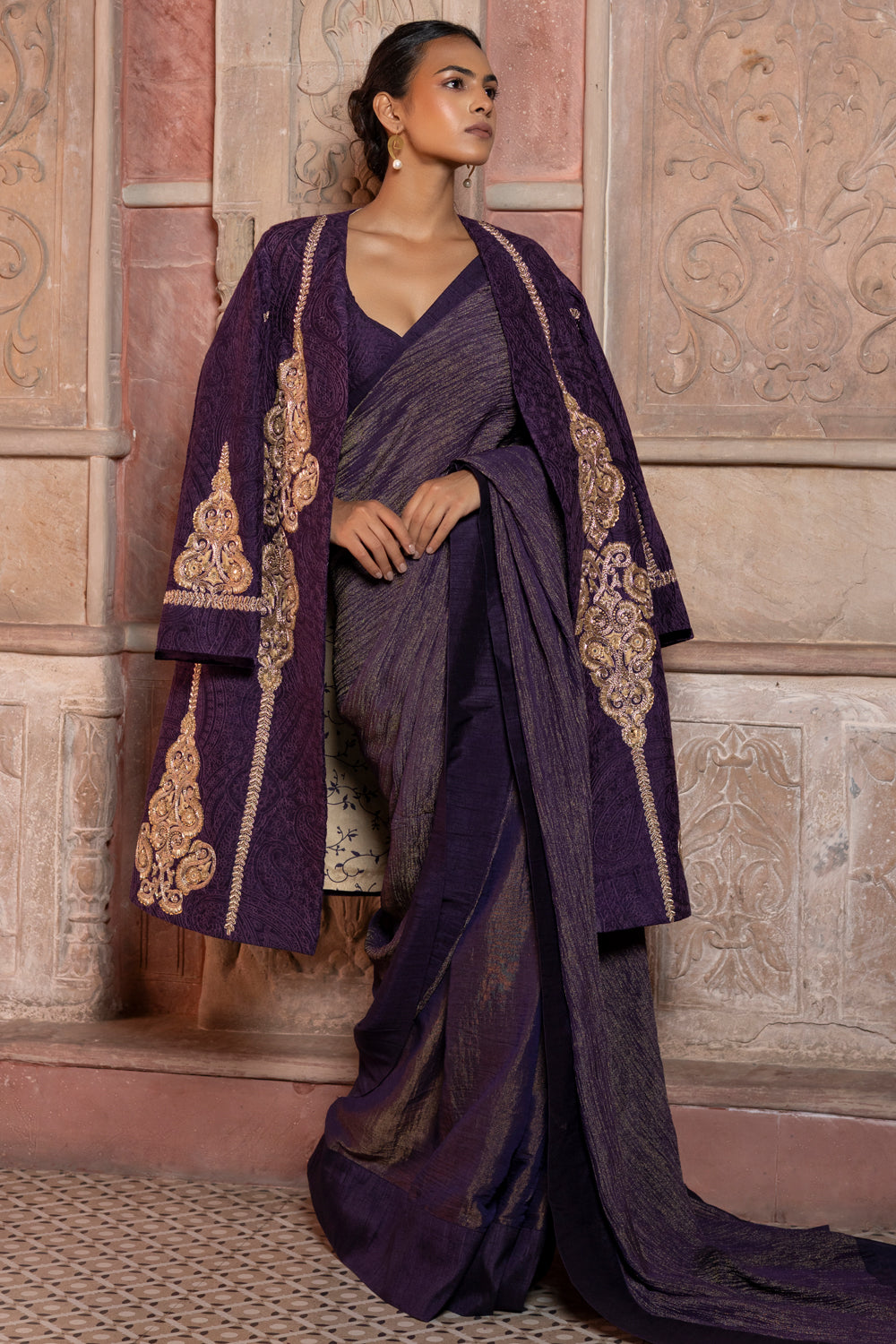 Deep Purple Embroidered Jacket