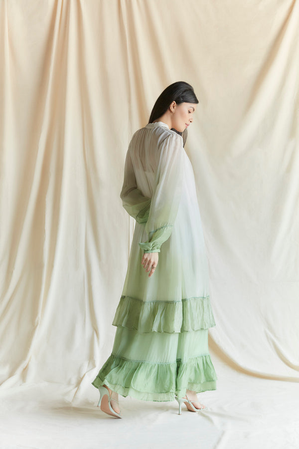 White and green Ombre maxi