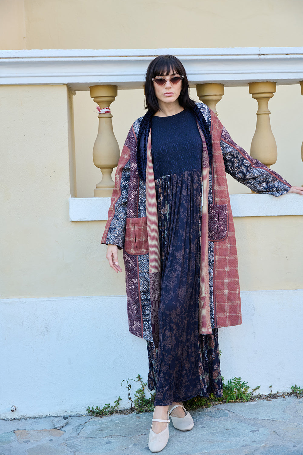 Multi-colour Printed Cross-Stitch Duster