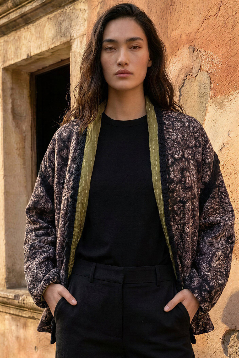 Black Paisley Printed Short Jacket