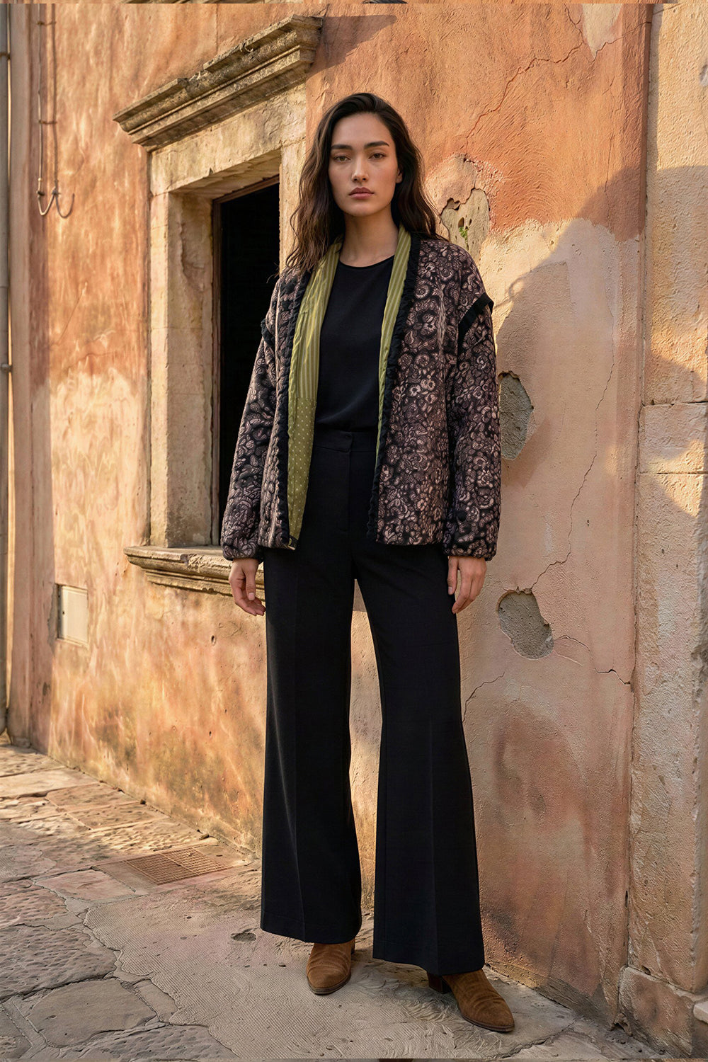 Black Paisley Printed Short Jacket