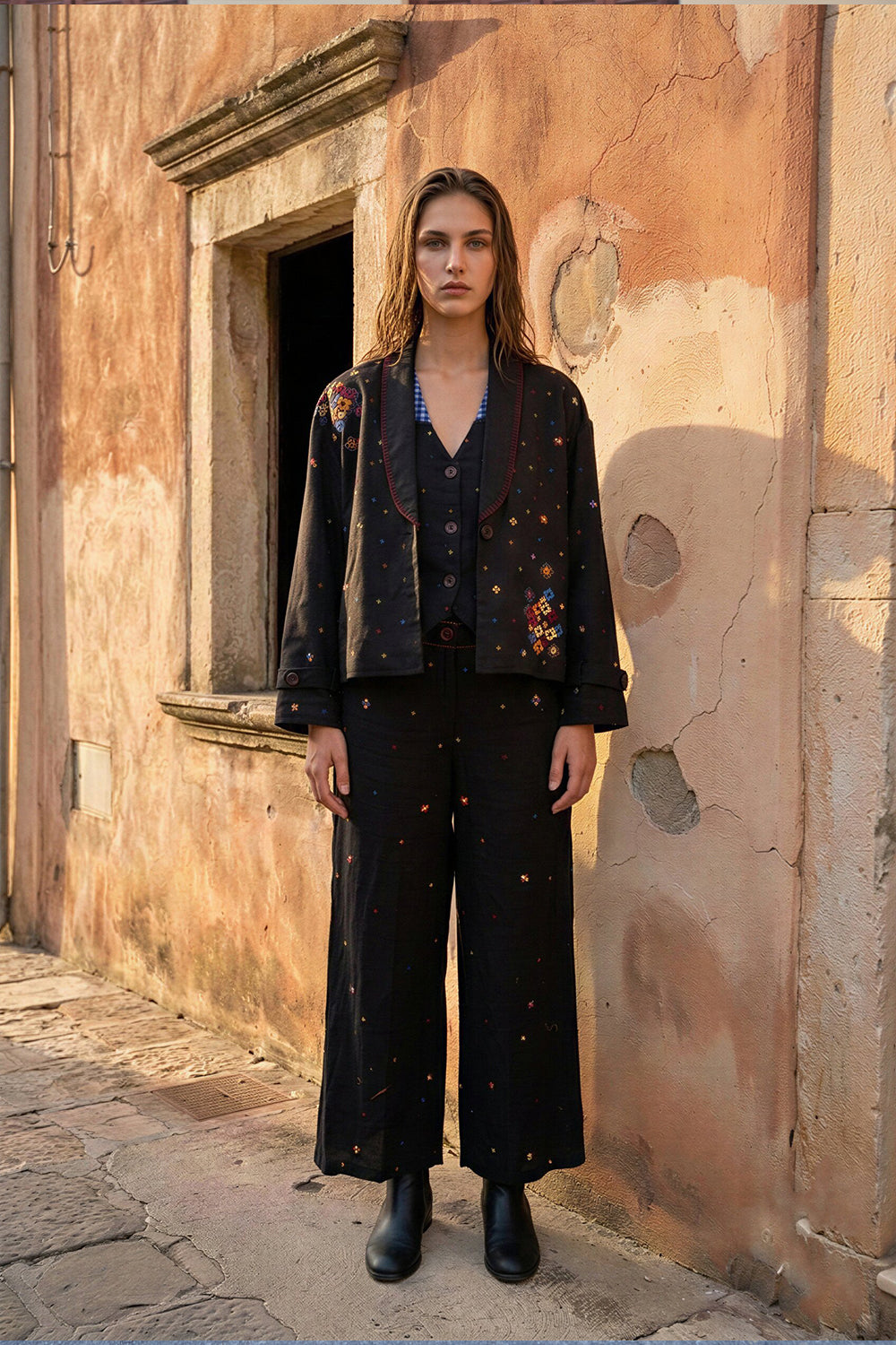 Black Suede X-Stitch Jacket