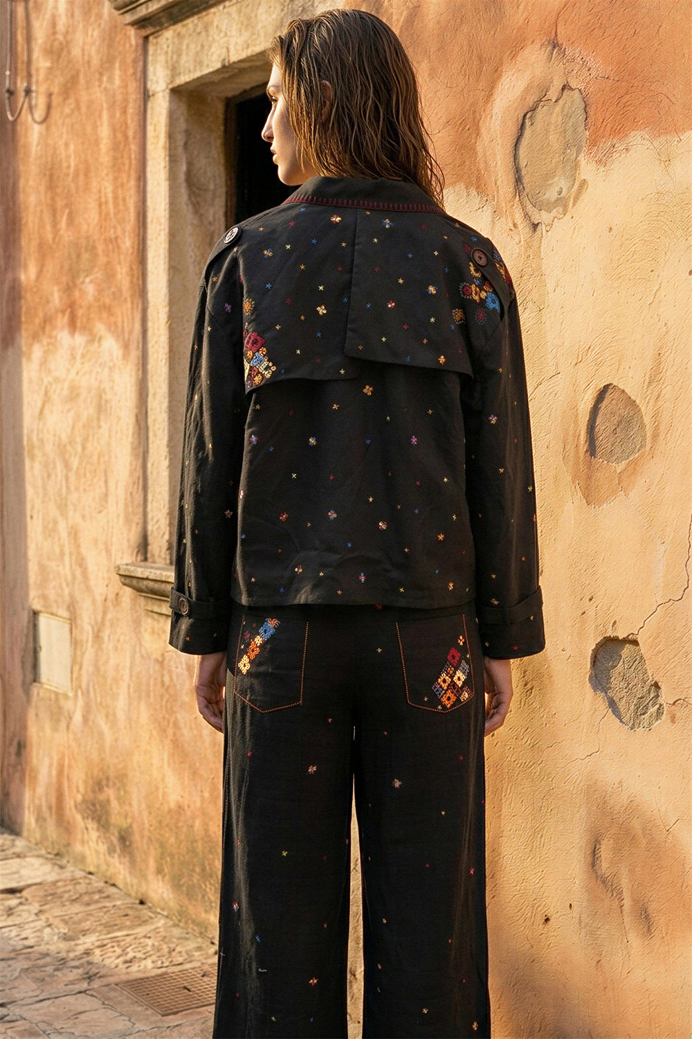 Black Suede X-Stitch Jacket