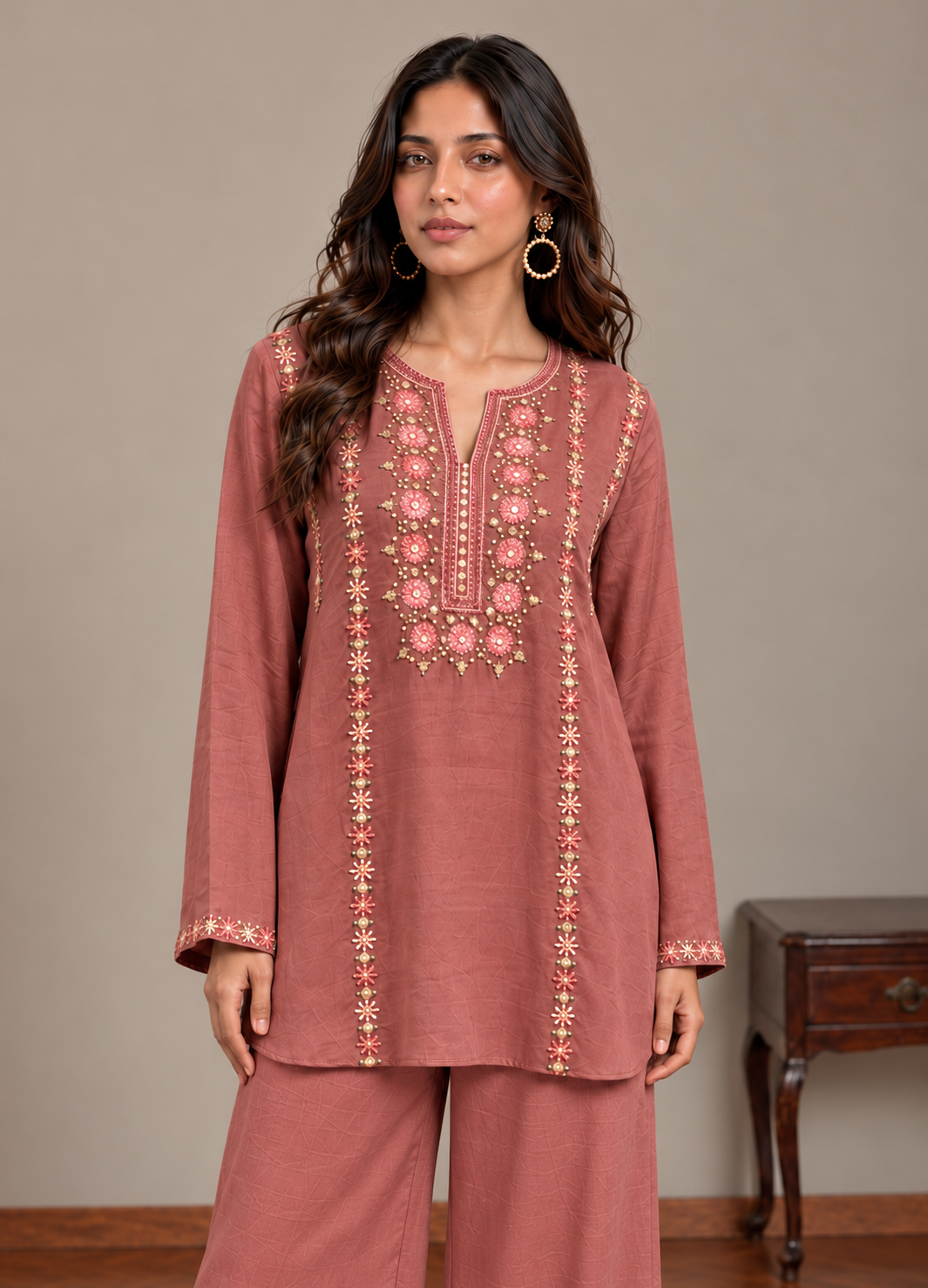 Nude Mirror Embroidered Top.