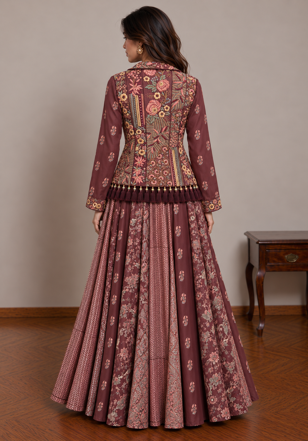 Maroon Embroidered Jacket.