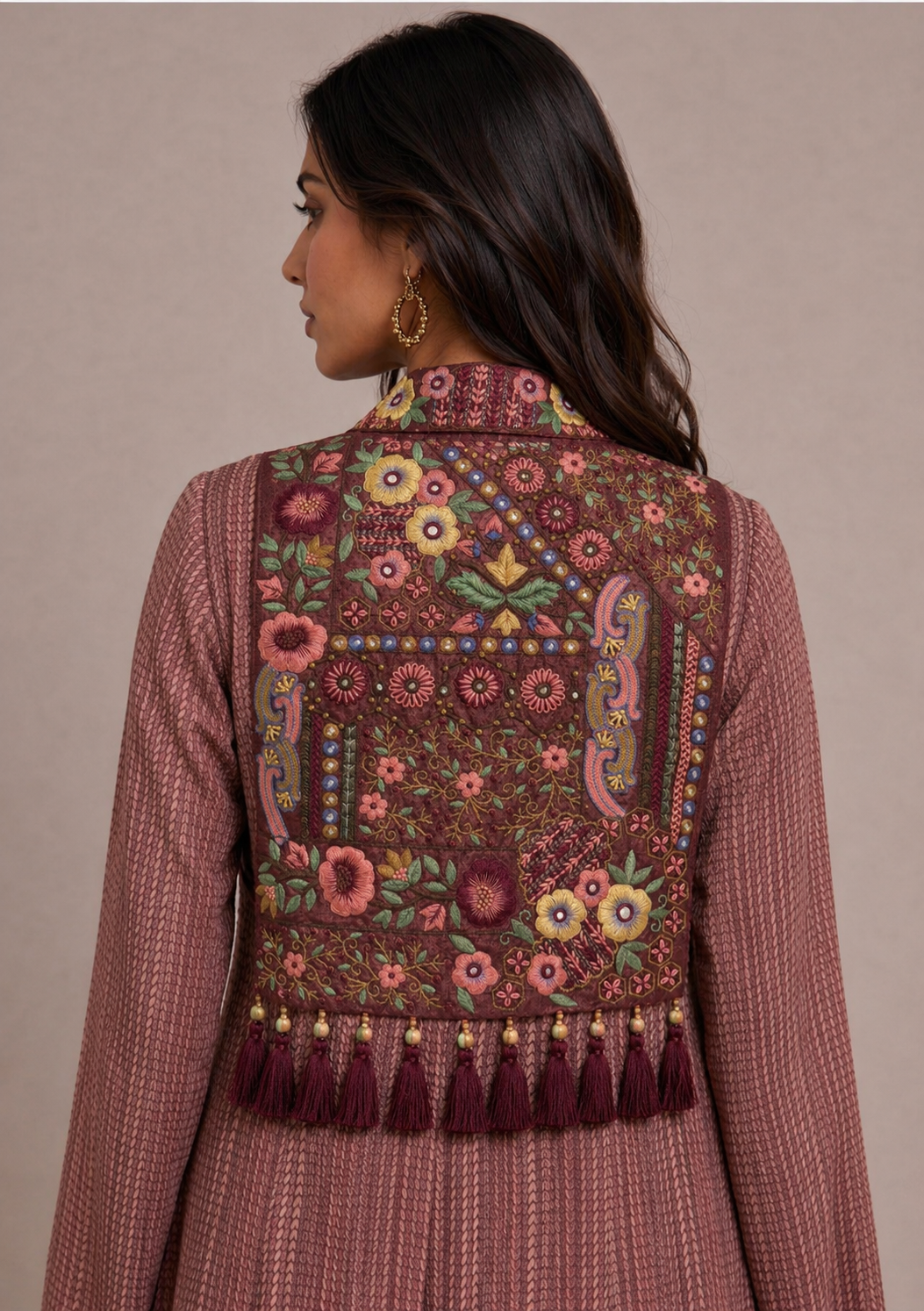 Maroon Multi Embroidered Bib
