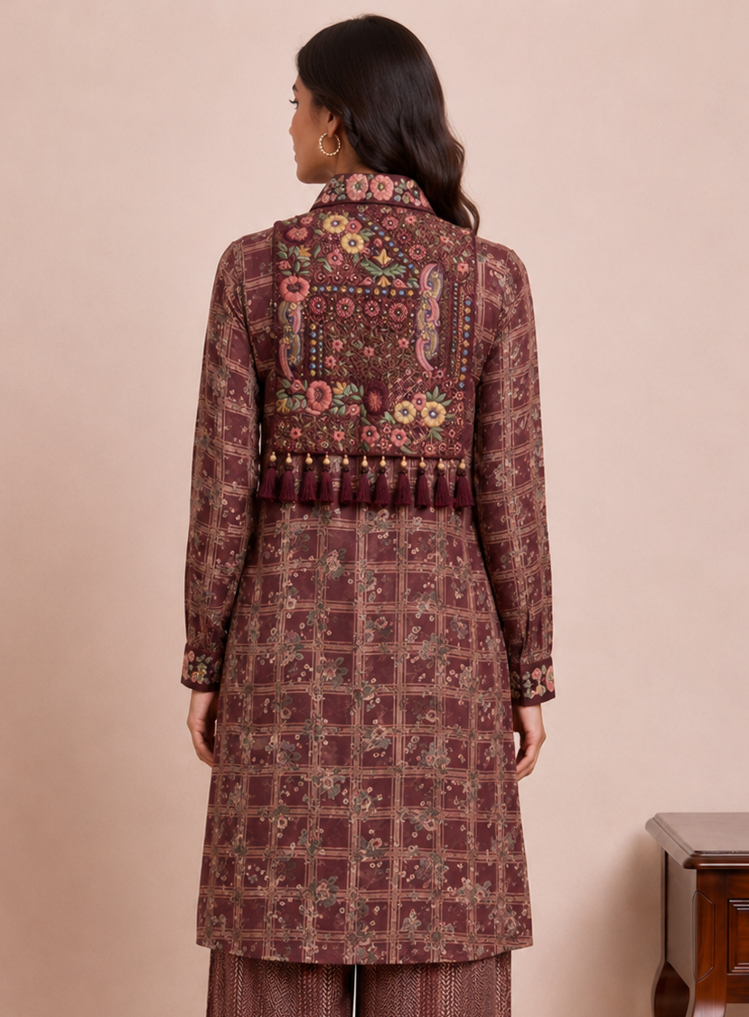 Maroon Multi Embroidered Bib