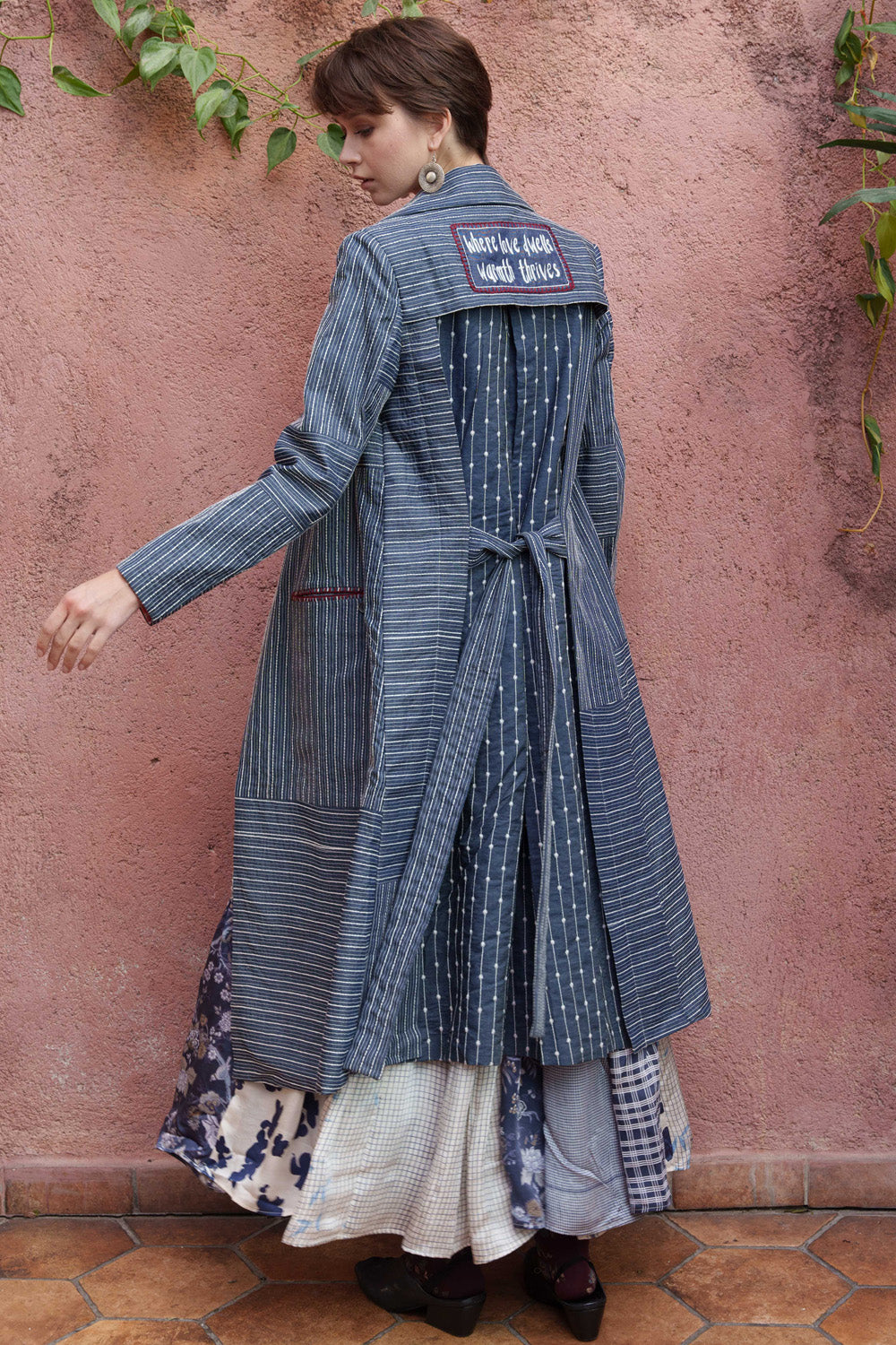 Where love dwells warmth thrives embroidered trench coat