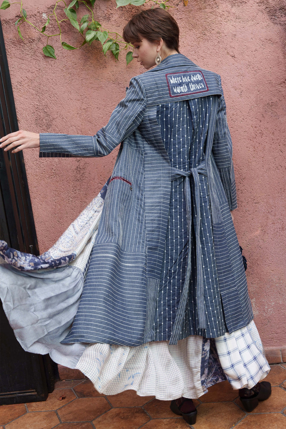 Where love dwells warmth thrives embroidered trench coat