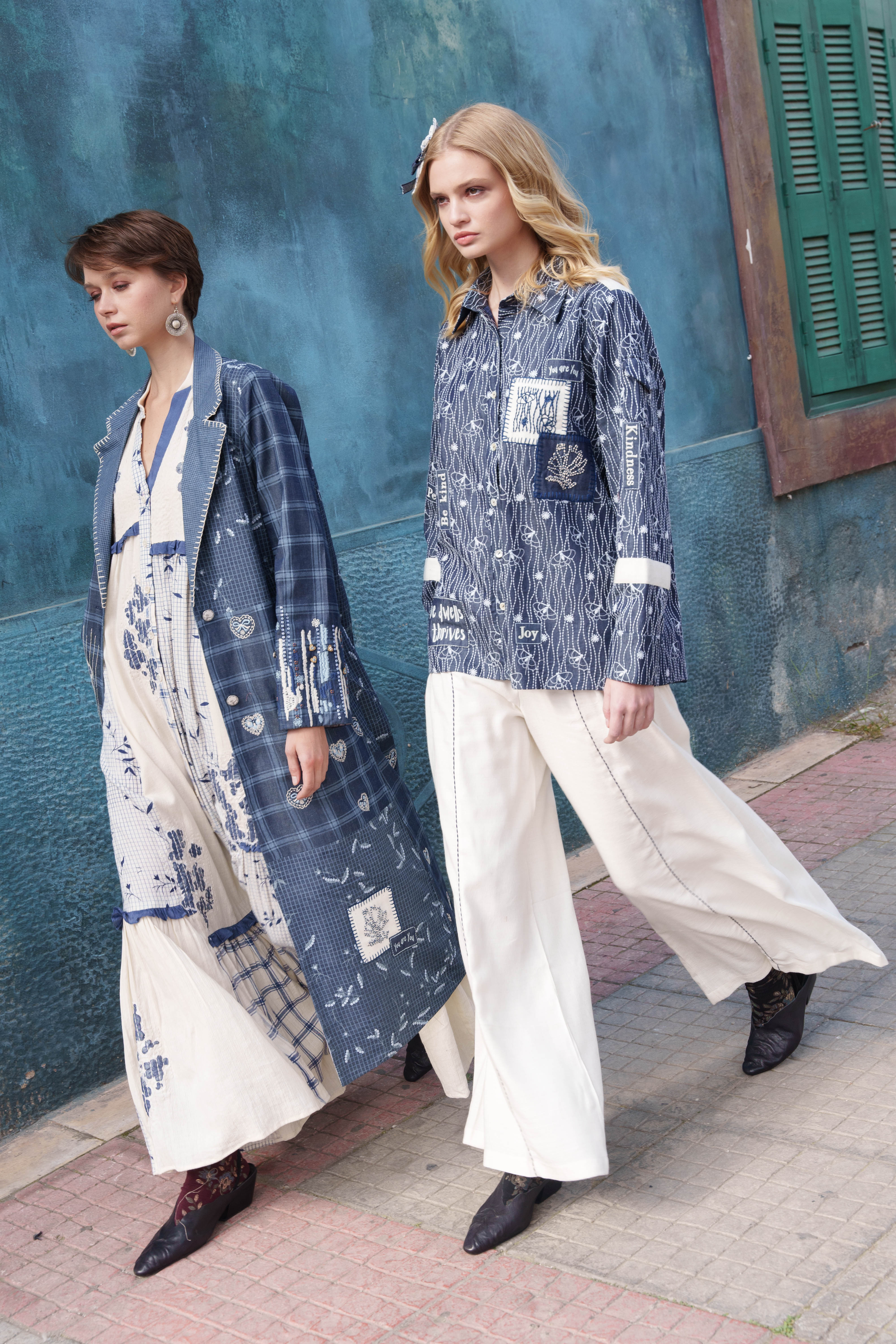 White "you are enough" pleated pants