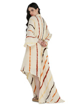Bone tie and dye asymmetrical kimono dress