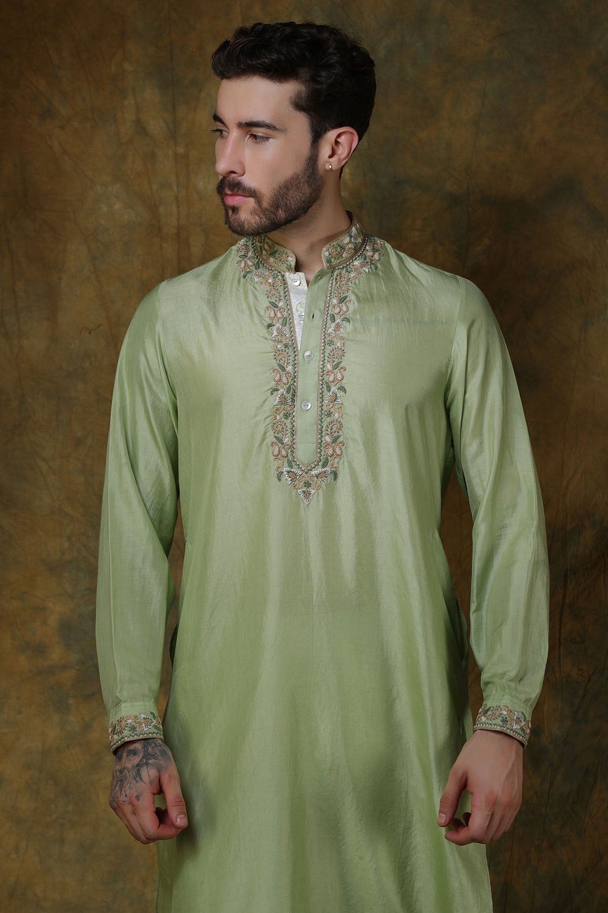 Mint Green Silk Kurta