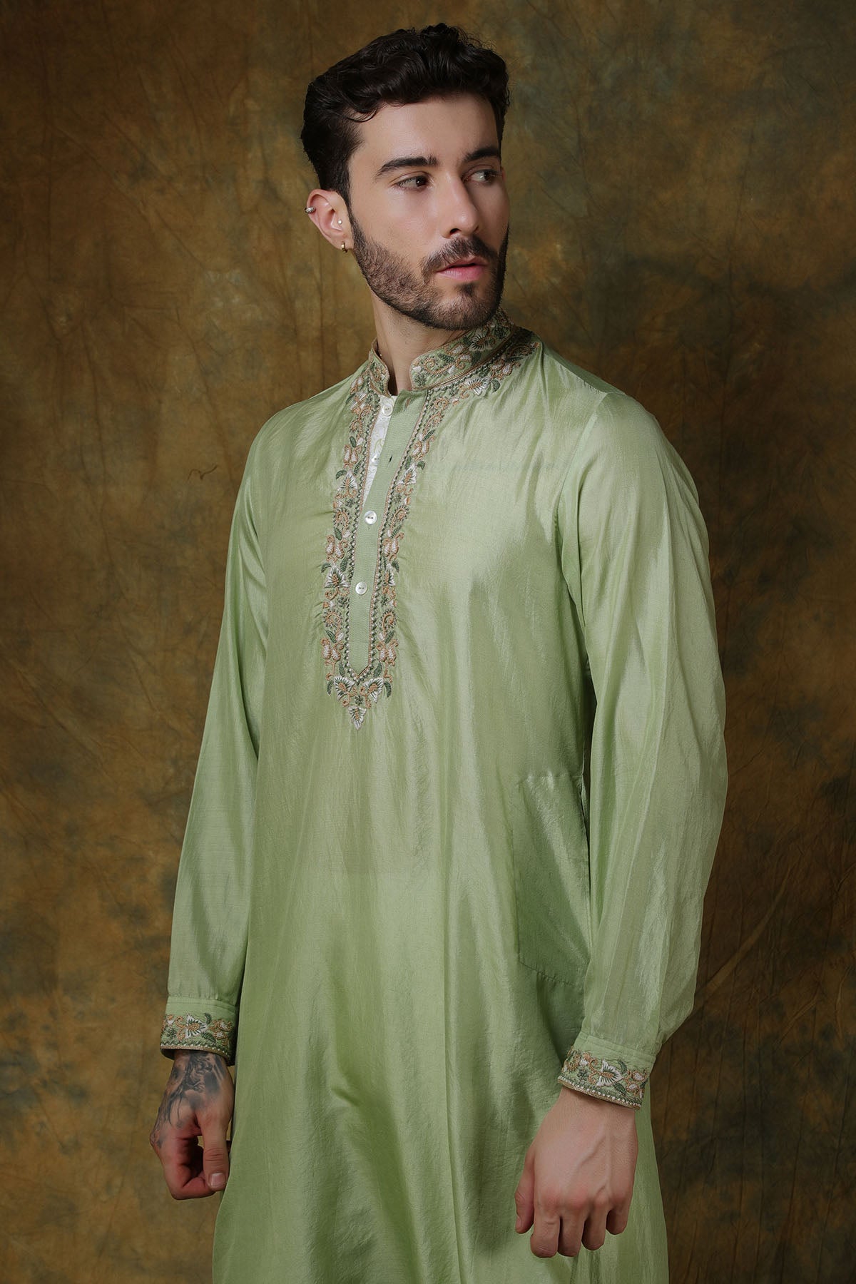 Mint Green Silk Kurta