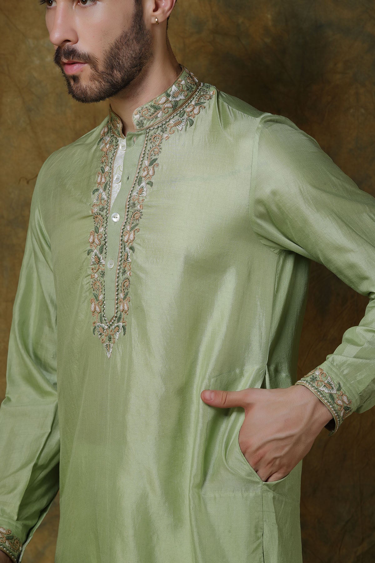 Mint Green Silk Kurta