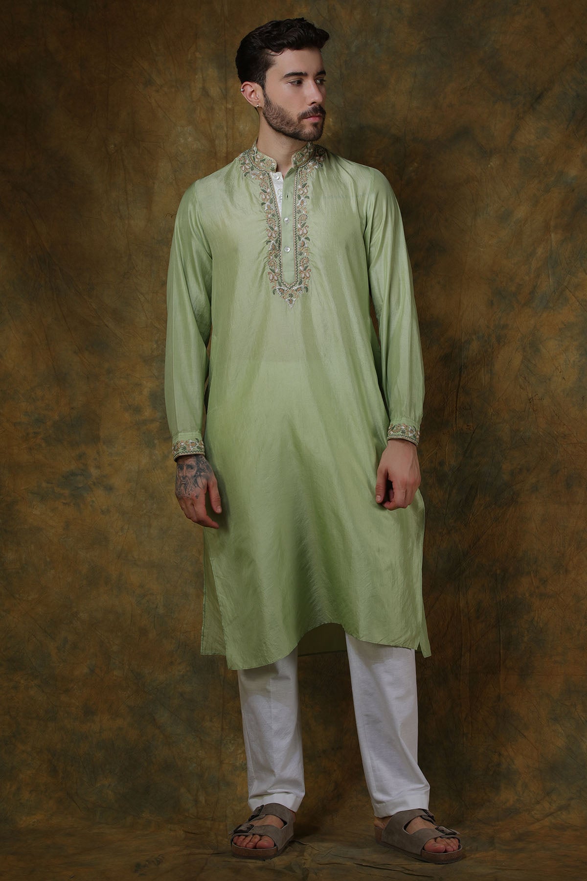 Mint Green Silk Kurta