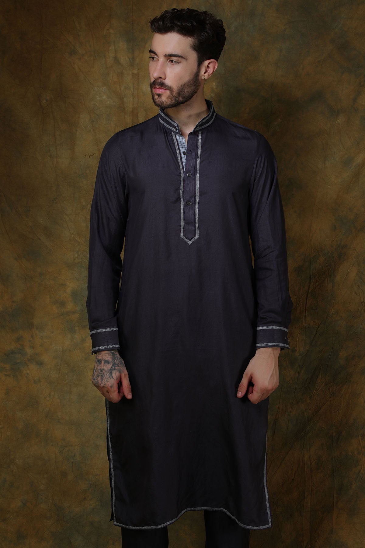 Charcoal Silk Kurta