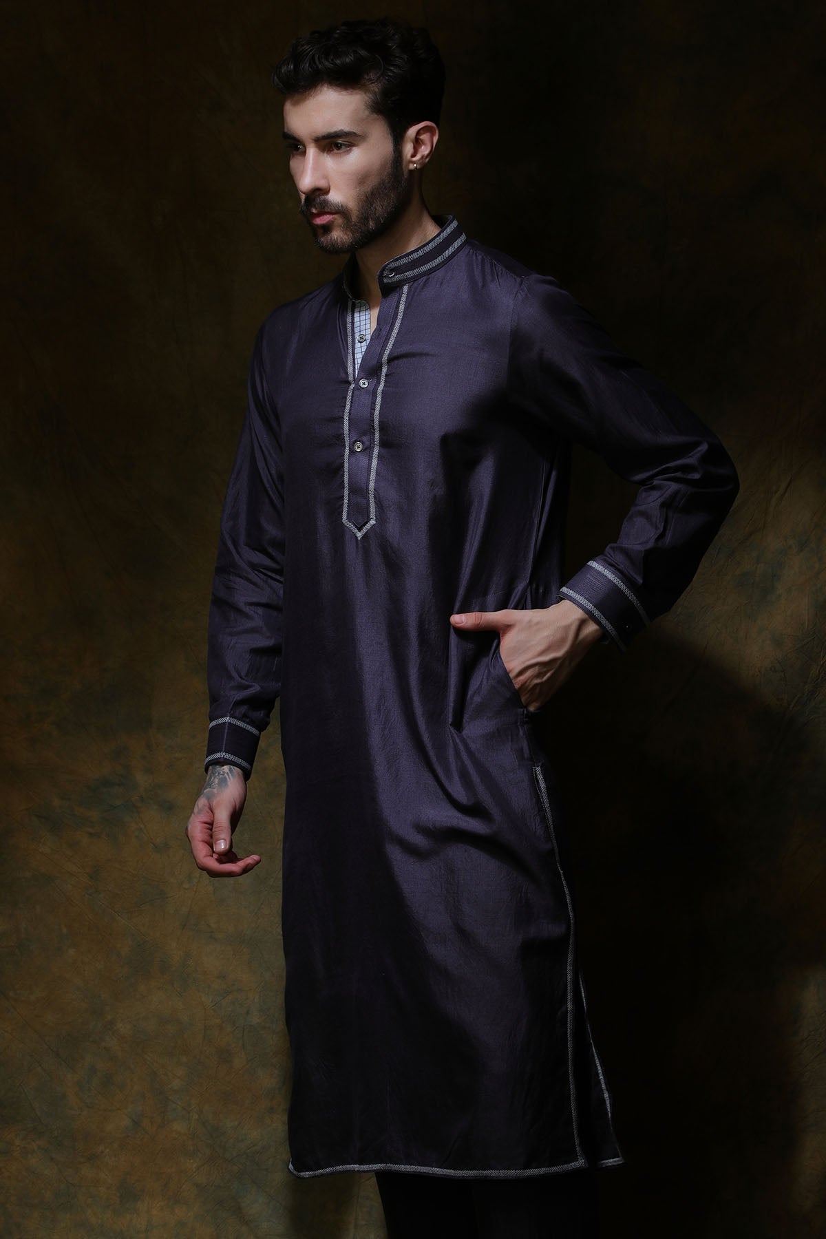 Charcoal Silk Kurta