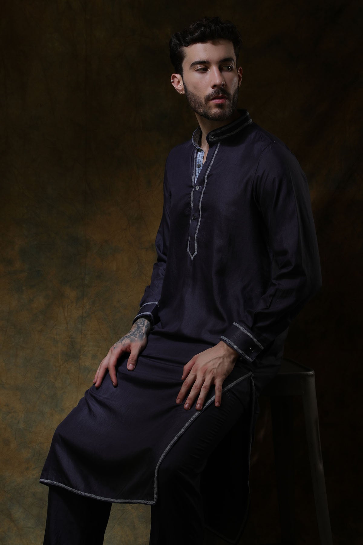 Charcoal Silk Kurta