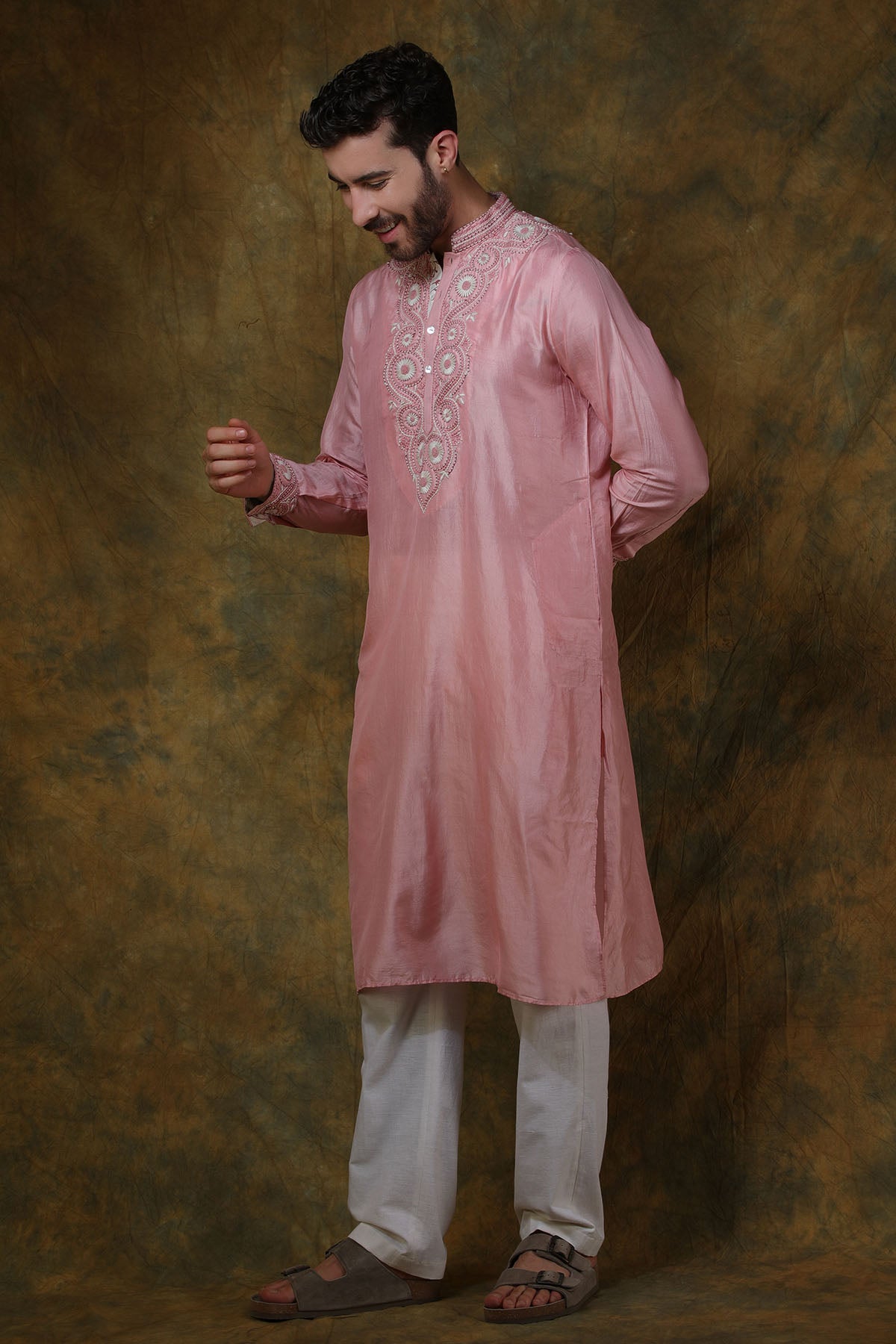 Pink Silk Kurta