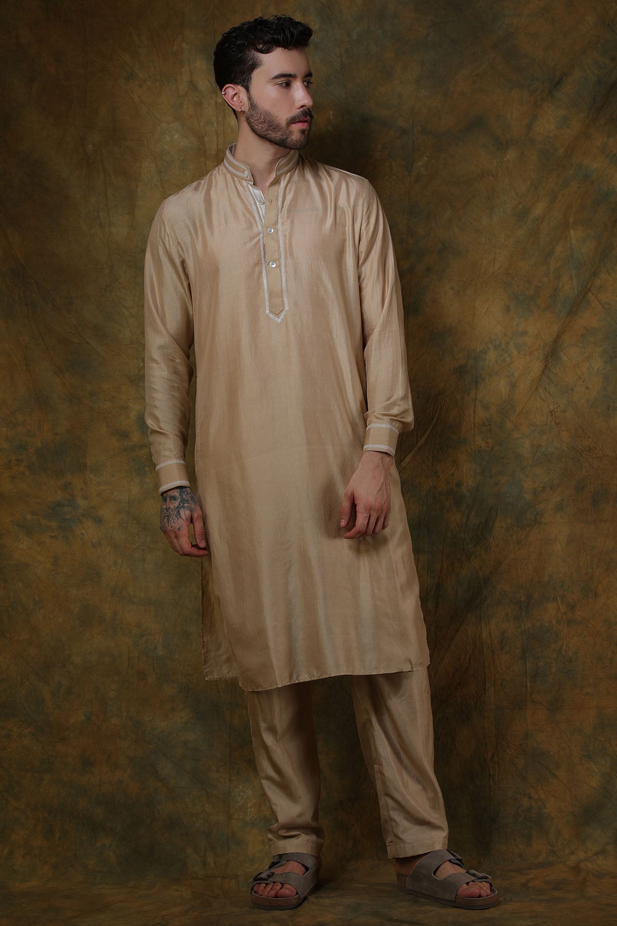 Beige Silk Kurta