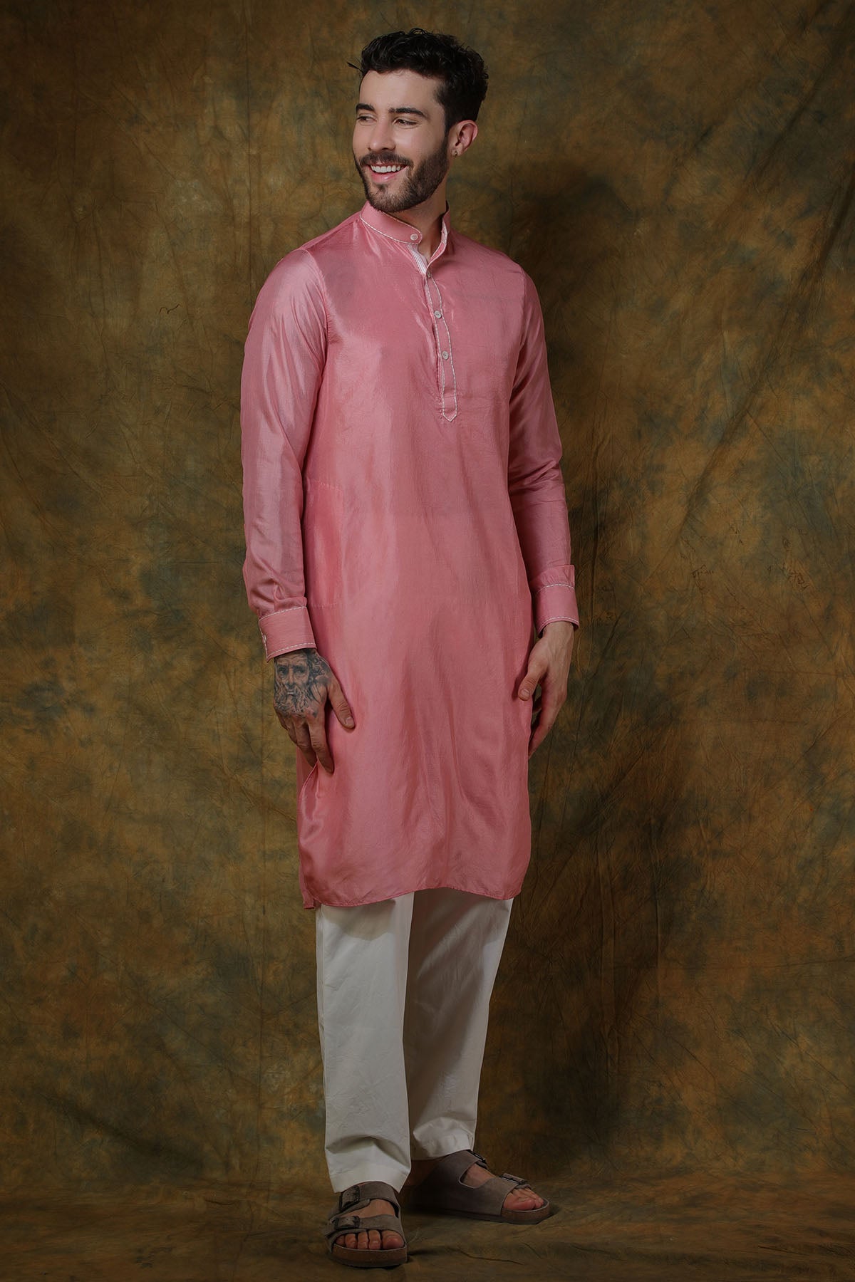 Pink Silk Kurta