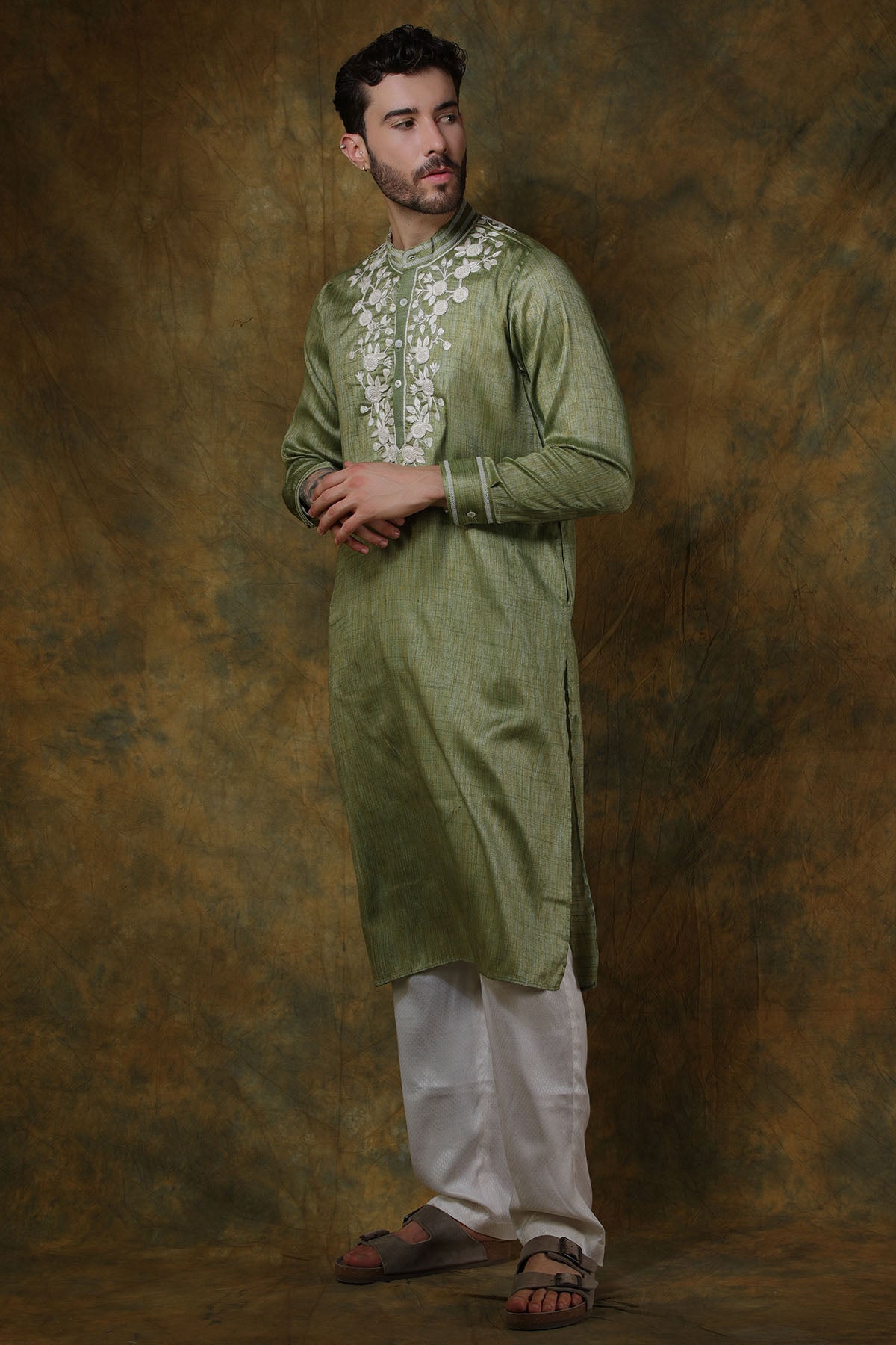 Green Silk Kurta