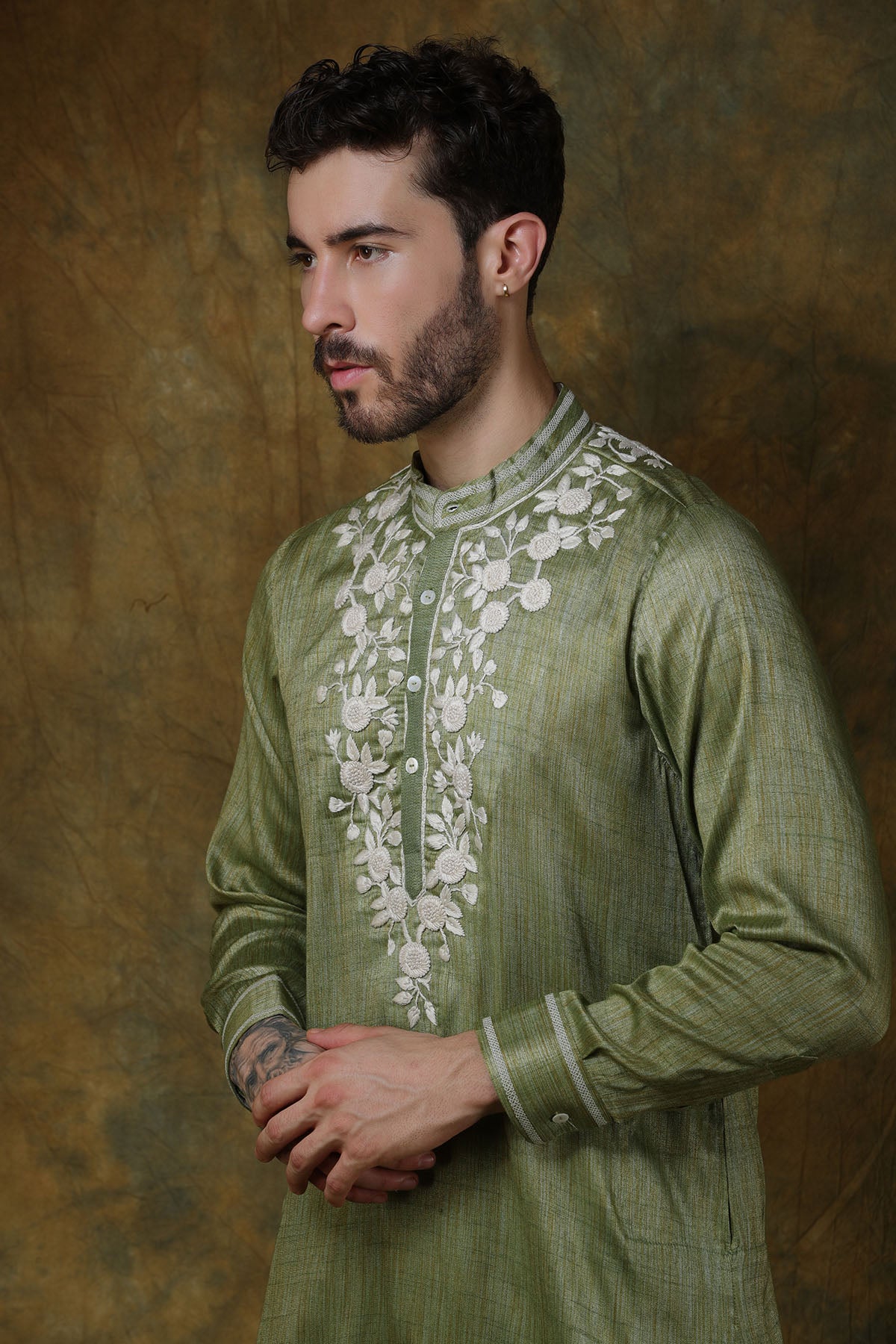 Green Silk Kurta