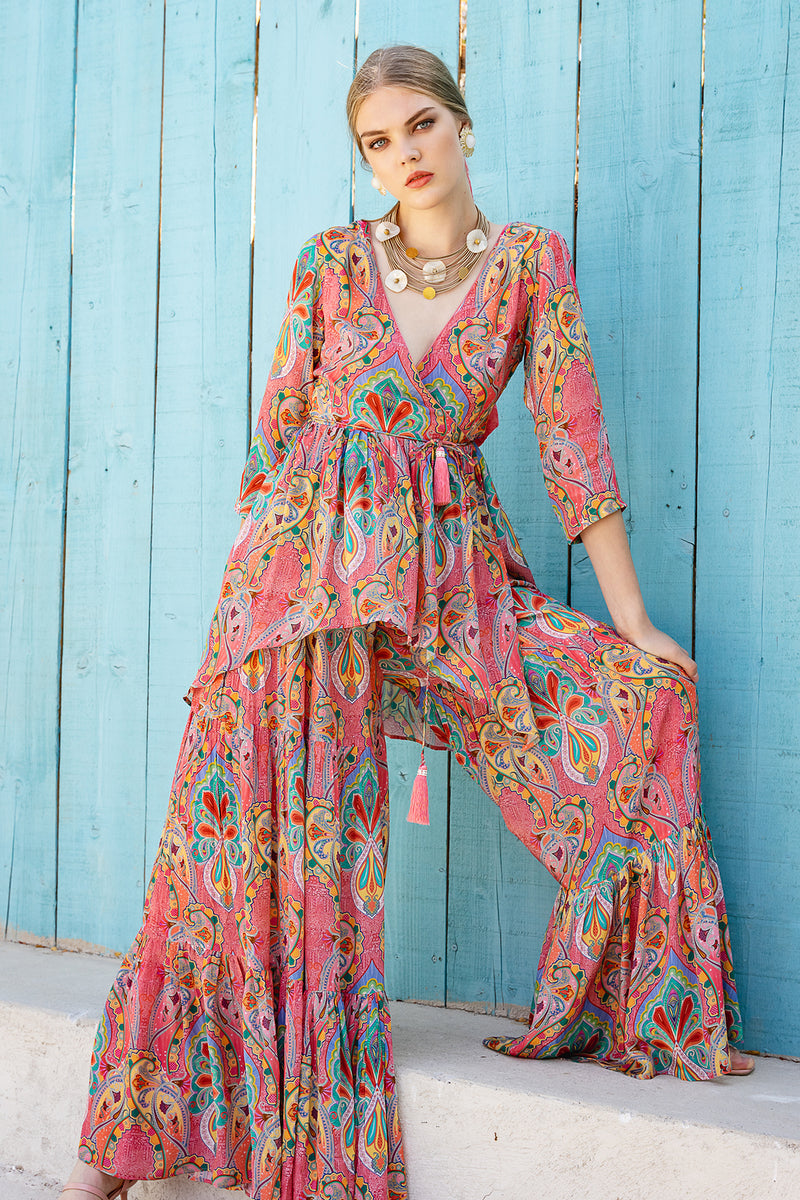 Pink Paisley Sharara Set