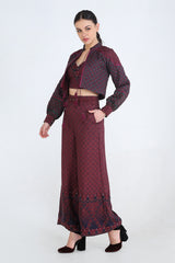Plum Digital Tapestry Printed Quilted Bomber