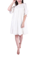 White Mul Tunic with Anchor Yoke and Lace Details