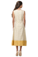 Beige/Yellow Eri Silk A Line Tunic With Zip Detail On Bodice