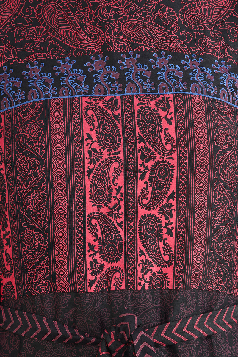 Black Block Printed Midi Dress With Belt
