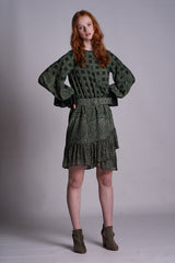 All Over Placement Print Green Paisley Mini Dress 2