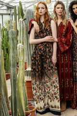 Black & Ecru Ombre Chintz Printed Jumpsuit