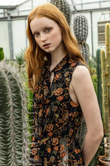 Black & Ecru Ombre Chintz Printed Jumpsuit