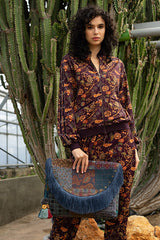 Burgandy Chintz Bomber with Velvet Trimmings