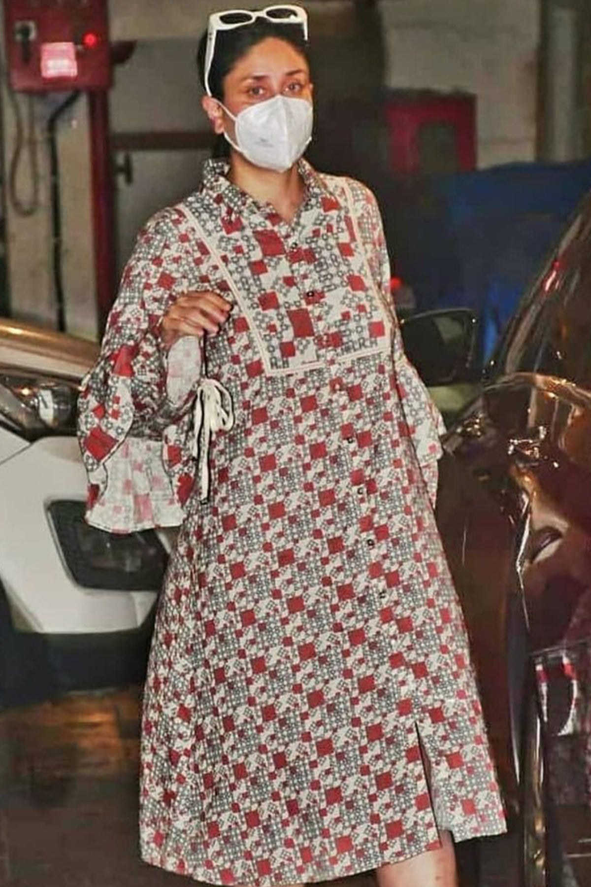 Kareena Kapoor In Rust Abstract Printed Shirt Dress