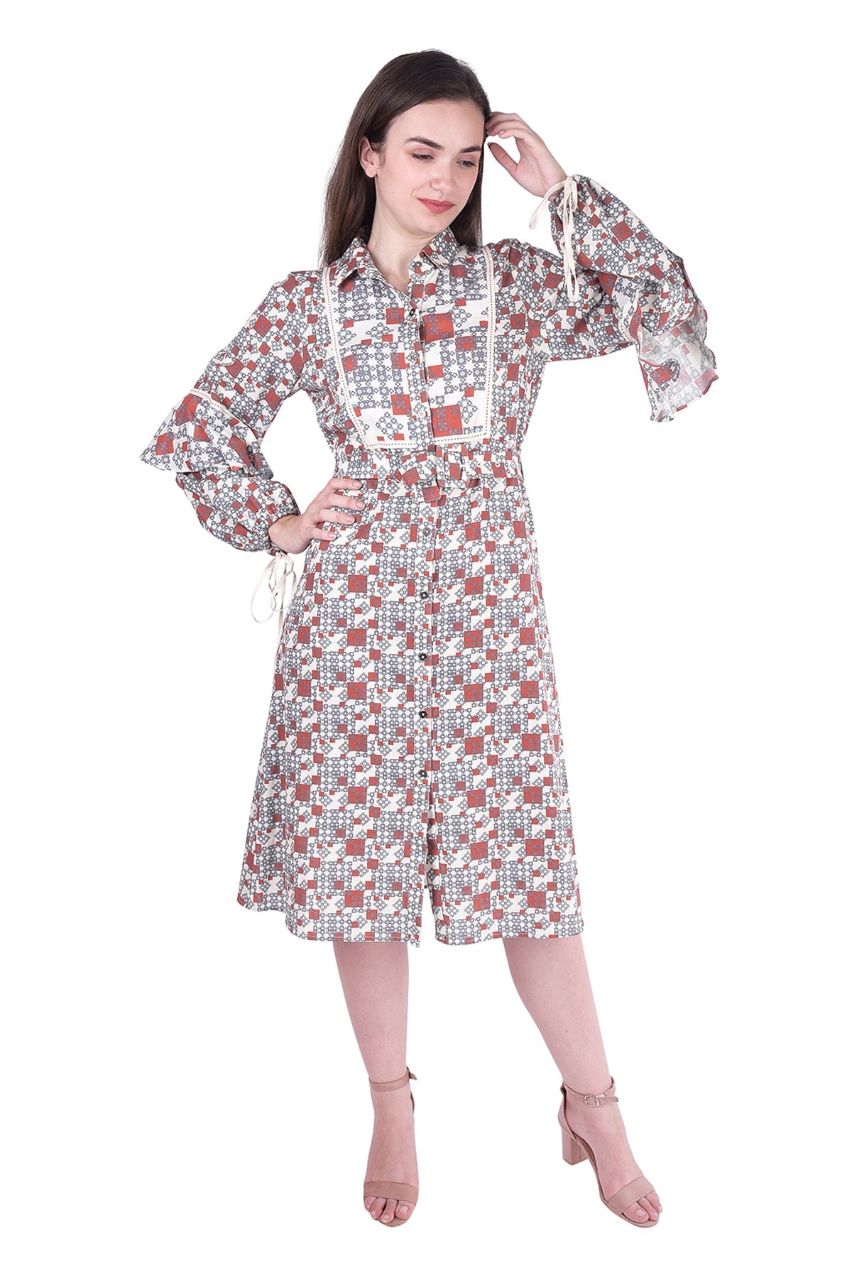 Kareena Kapoor In Rust Abstract Printed Shirt Dress