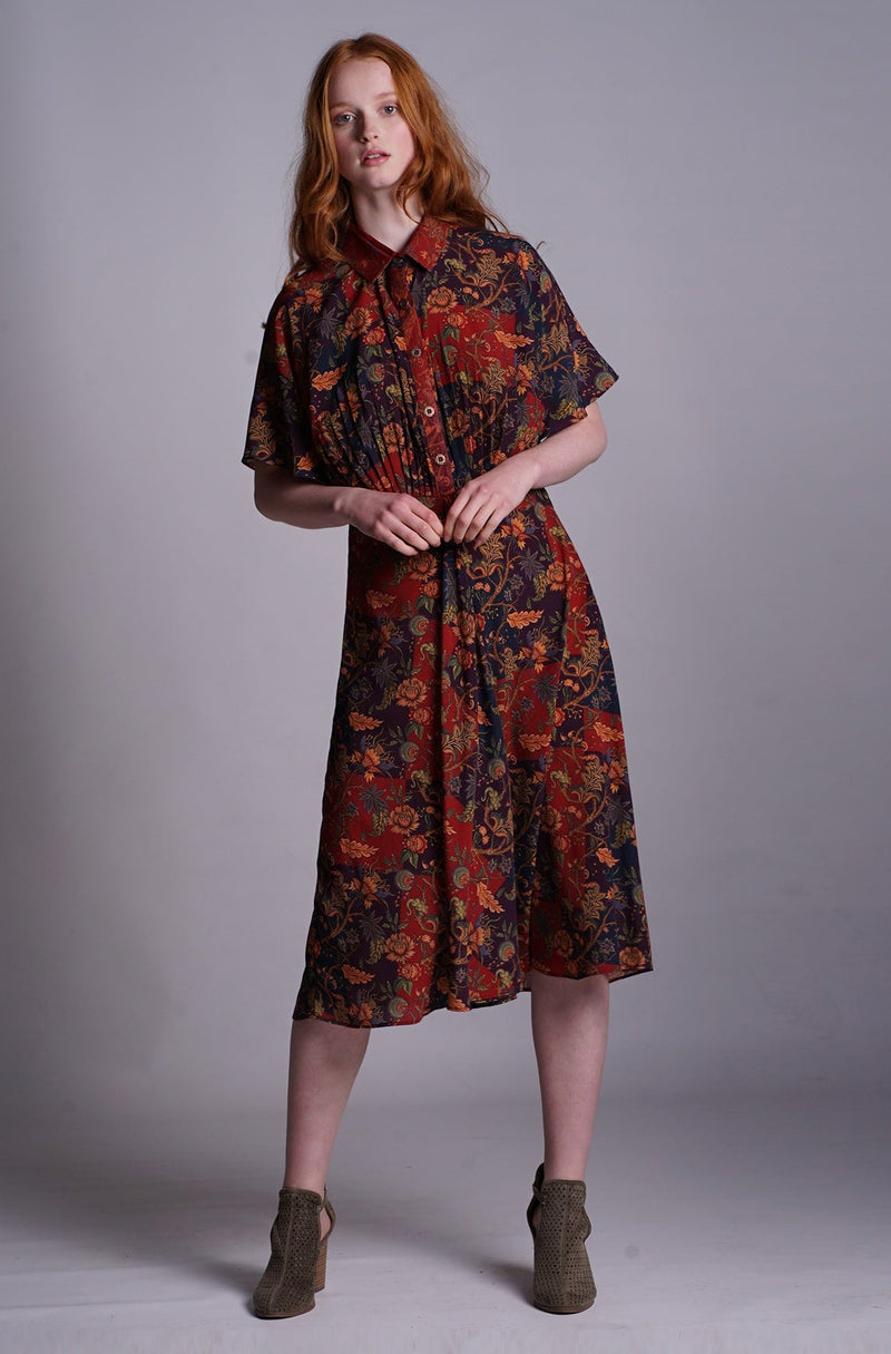 3 Color Block Digital Printed Kimono Style Dress front