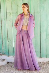 Purple Organza Skirt Set