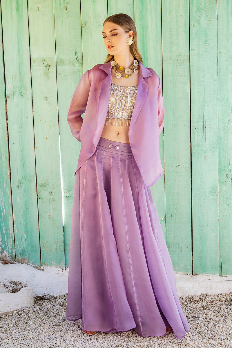 Purple Organza Skirt Set