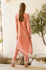 Salmon Silk Kurta Set