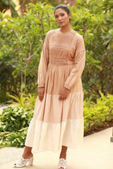 Neutral Color Blocked Midi