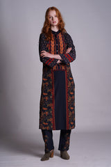 Navy Blue Placement Print Chintz Kurta with With Navy Blue Print Placement Chintz Pajama Pants