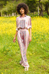 Pink muslin digital printed shirt with Pink muslin digital printed pants
