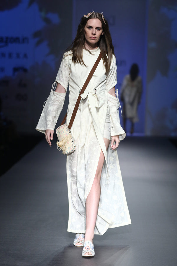 Bone Printed Maxi With Attached Belt