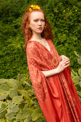 Rust muslin digital printed kaftan