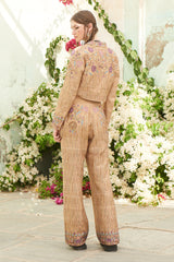 Beige Ektari Embroidered Pant Suit