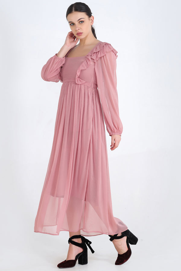 Salmon Shimmer Maxi With Inner