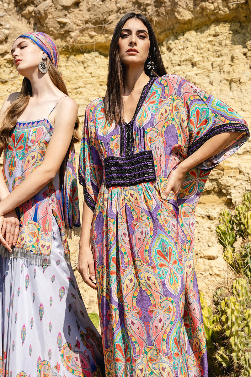 Purple Paisley Kaftan